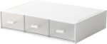 Stackable 3-Drawer Plastic Compact Desk Storage Box, Perfect for Collecting Small Items, Cosmetics, and Office Supplies, White
