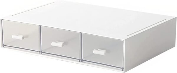 Stackable 3-Drawer Plastic Compact Desk Storage Box, Perfect for Collecting Small Items, Cosmetics, and Office Supplies, White