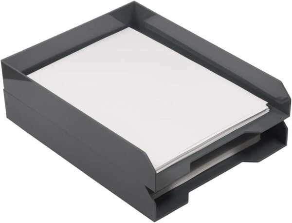 Stackable Paper Trays - Grey - Desktop Document, Letter, & File Organizer Tray - 2/Pack