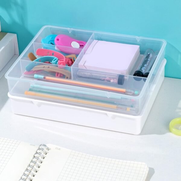 Desk Drawer Organizer Tray Storage Box for Office Makeup Stationery, ABS Material White Suitable for  Bathroom (Clear)