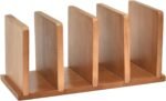Pine Wood Desktop Mail Organizer, 4-Slot Vertical Magazine and Book Folder Holder, Letter Envelope Sorter for Workspace Accessories
