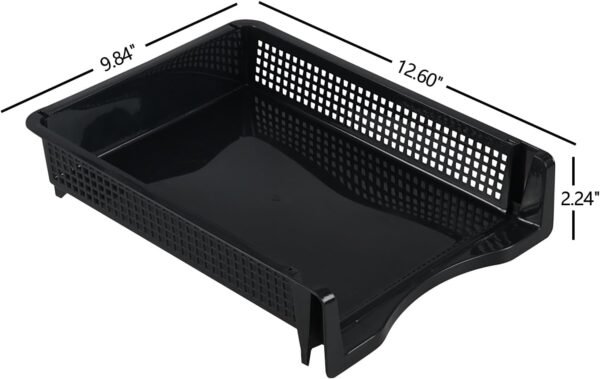 Set of 6 Stackable Black Plastic Letter Trays, Desktop File and Document Organizer