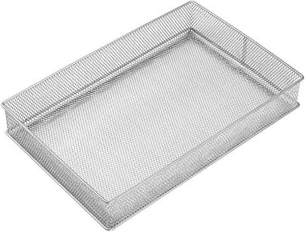 Silver Mesh Drawer Organizer and Storage for Kitchen Drawers, Serves as School Supply Holder, Office Desktop Organizer Basket, Makeup and Craft Supplies Organization, (1 Unit, 8x12x2 Inch)