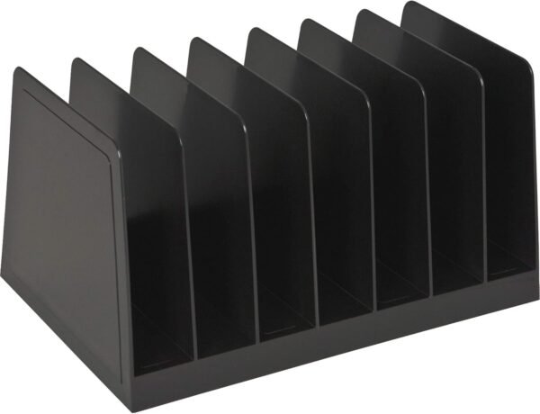 7-Compartment Desktop Mail and File Sorter, Eco-Friendly Black Plastic, Dimensions 4.5x8.8x5.5 Inches