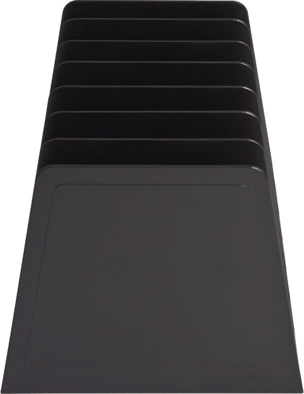 7-Compartment Desktop Mail and File Sorter, Eco-Friendly Black Plastic, Dimensions 4.5x8.8x5.5 Inches