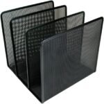 Contemporary Black Mesh Metal Desktop File Sorter, Artistic Design for Neat Organization in Office, School, and Home