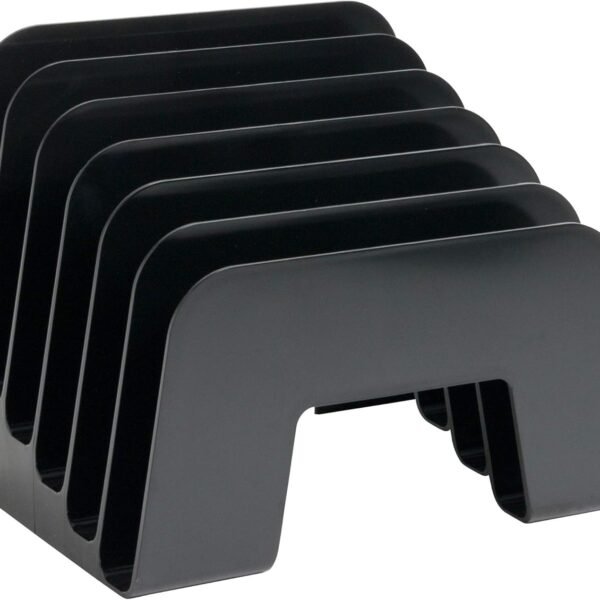 6-Compartment Black Incline Desktop Step File Sorter