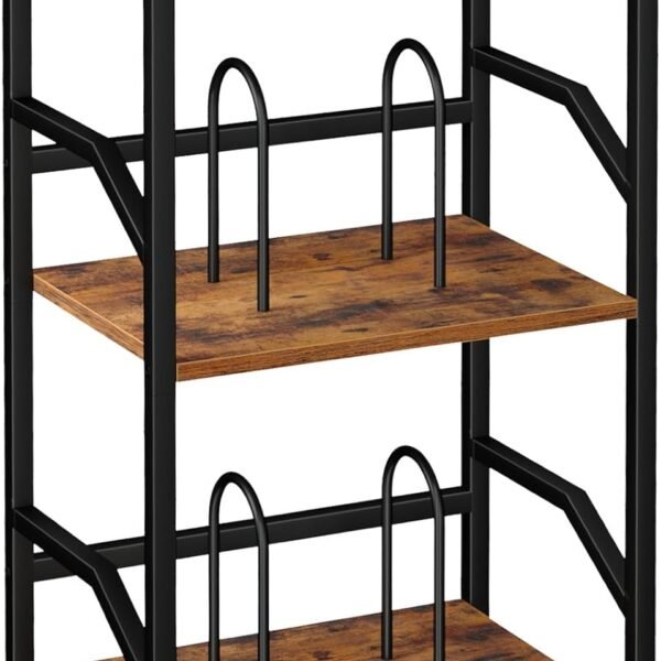 3-Tier Rustic Brown Record Player Stand, Vinyl Storage for Up to 200 Albums, End Table with Removable Dividers for Living Room and Bedroom