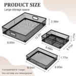 Desk Drawer Organizer, Office Drawer Divider Organizer Tray 3 Pack, Metal Mesh Desktop Organization and Accessories for Stationery Makeup Kitchen Toolroom Office