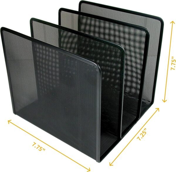 Contemporary Black Mesh Metal Desktop File Sorter, Artistic Design for Neat Organization in Office, School, and Home