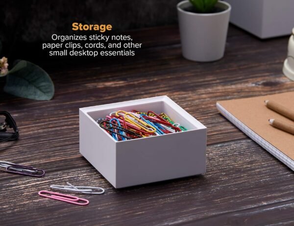 Desk Organizer Accessory Tray, Stacks for Desktop Storage, White